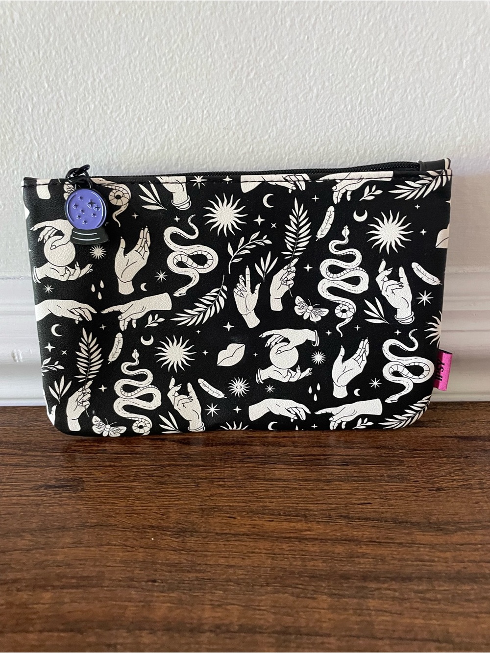 Ipsy Mystic Hands & Snake Black Canvas Make Up Bag